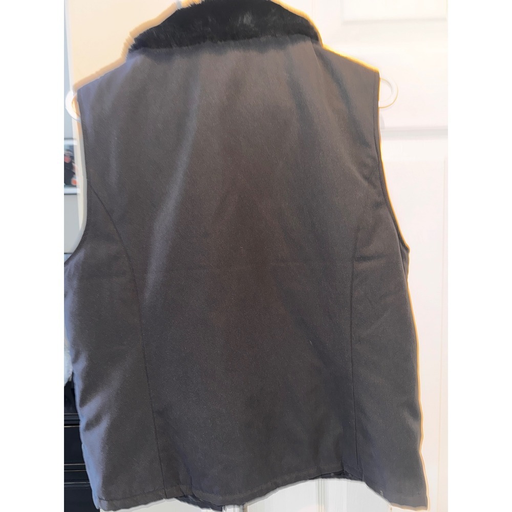 EP Sport Women's Black Faux Fur Collar Vest Puffer Quilted Lined M - Picture 5 of 6